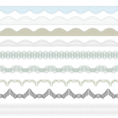 Set of guilloche borders. Pattern brushes are included in vector file. 