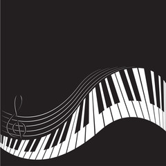 PrintStylized piano keys and stave. Music  background, template, poster. Black and white colors. © Svetlana Parshakova