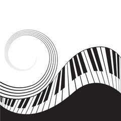 PrintStylized piano keys and stave. Music  background, template, poster. Black and white colors. © Svetlana Parshakova