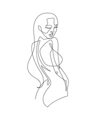 Female Figure Continuous Vector Line Art