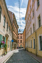 Obraz premium Street in Riga. European style.