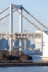 Tokyo Bay with Rainbow Bridge in Odaiba city skyline