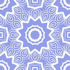 Decorative Square Template for Fabric Print. Azhure floral seamless pattern. Vector illustration. For fabric, bandana, carpet, shawl design.