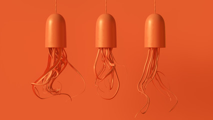 Orange Air Plants Hanging Upside Down with Orange Plant Pot