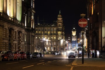 George Street, Glasgow, by night, looking west.