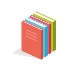 Isometric books, flat style. isolated on white background