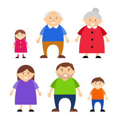Family vector illustration isolated on a white background, characters. 