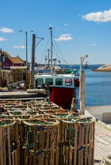 Wandaufkleber Lobster traps and fishing boats at the wharf in Peggy's Cove, Nova Scotia, Canada. © V. J. Matthew