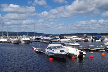 Habour on the lake front in the city of Ludvika