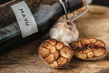 Japanese Burnt garlic oil, Black garlic oil,  Mayu for noodles