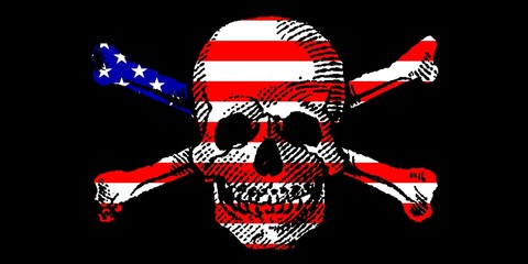 Skull and Crossbones on US FLAG 