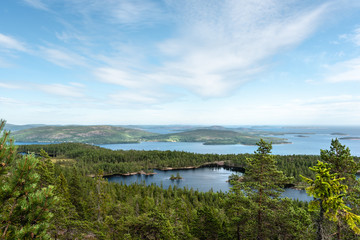 The view from a mountain at the High Coast natioanl park in Sweden.