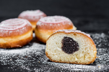 Tasty bun filling with poppy seed