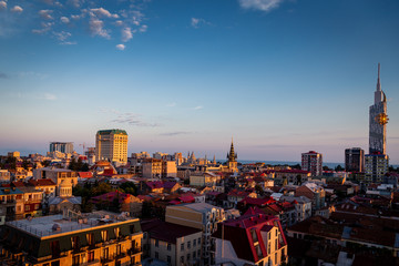 Fototapeta premium Sunsrise over Batumi and the Black Sea, Georgia.