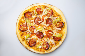 tasty and aromatic pizza view from above