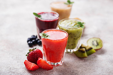 Assortment of various healthy smoothies