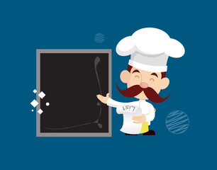 Cartoon Chef presenting board  Flat Vector Illustration Design