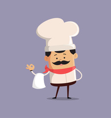 Cartoon Chef wonderful pose Flat Vector Illustration Design