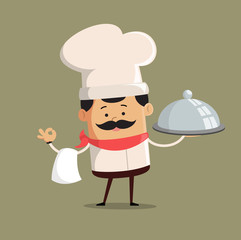 Cartoon Chef in a wonderful pose Flat Vector Illustration Design