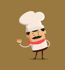 Cartoon Chef in delicious pose Flat Vector Illustration Design