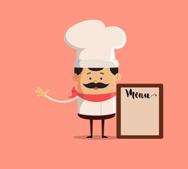Cartoon Chef holding menu Vector Illustration Design
