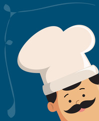 Cartoon Chef face background Flat Vector Illustration Design