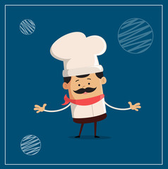 Cartoon Chef  background Flat Vector Illustration Design