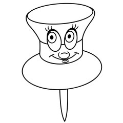 Paper Pin. Pushpin. Drawing-pin. Thumbtack. Coloring page. Colouring picture. Coloring book. 