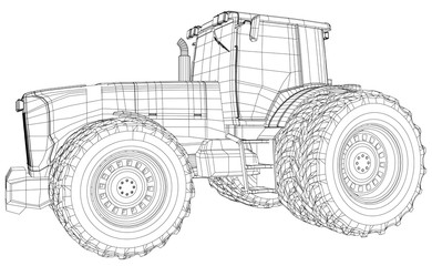 Working Tractor Vector. Created illustration of 3d.