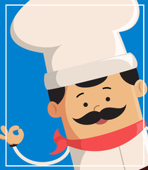 Cartoon Chef Flat Vector Background Illustration Design