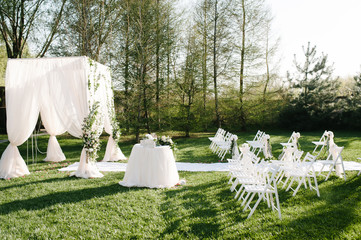 Beautiful setting for outdoors wedding ceremony