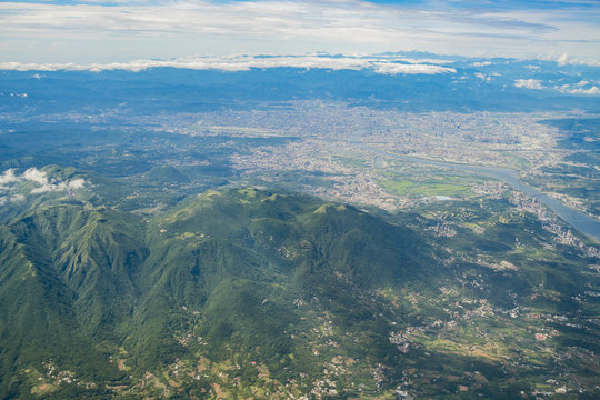Aerial view of the beautiful Taipei City