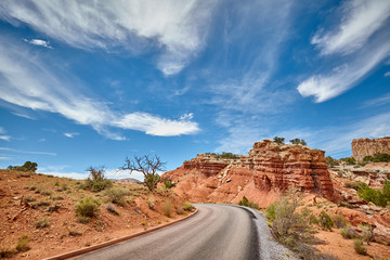 Scenic road in the Capitol Reef National Park,  Utah, USA.