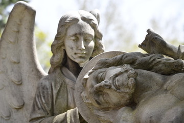 Sculpture of an angel who cares for the dead Jesus Christ