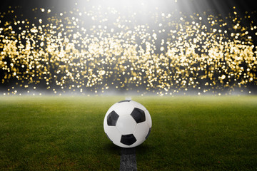 Fototapeta premium Fußball abends im Stadion vor Lichtern