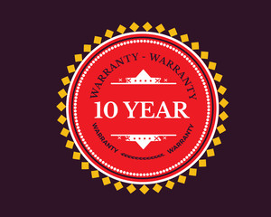 10 year warranty icon stamp
