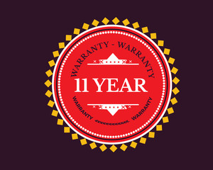 11 year warranty icon stamp
