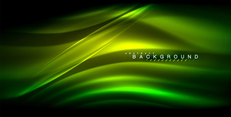 Neon glowing wave, magic energy and light motion background