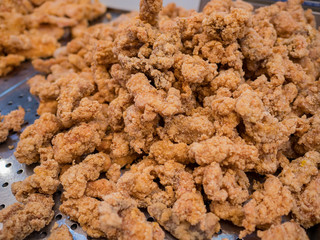 Close up shot of group of deep fried fish