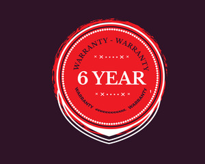 6 years warranty icon stamp
