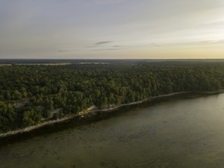 Aerial view to the Shoreline of Baltic sea beach