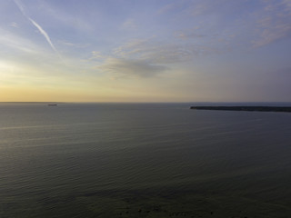 Aerial view to the Shoreline of Baltic sea beach