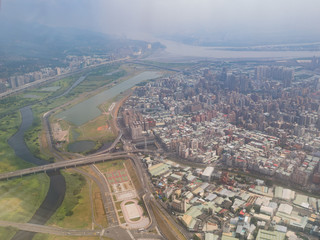 Fototapeta premium Aerial view of the beautiful Taipei City