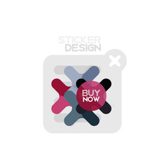 Flat design cross shape geometric sticker icon, paper style design with buy now sample text, for business or web presentation, app or interface buttons