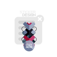 Flat design cross shape geometric sticker icon, paper style design with buy now sample text, for business or web presentation, app or interface buttons