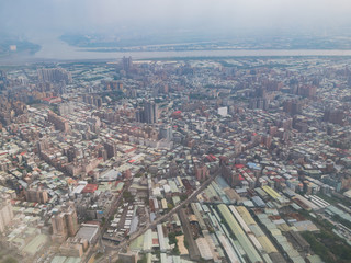 Fototapeta na wymiar Aerial view of the beautiful Taipei City