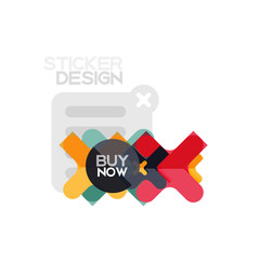 Flat design cross shape geometric sticker icon, paper style design with buy now sample text, for business or web presentation, app or interface buttons