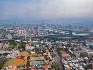 Aerial view of the beautiful Taipei City
