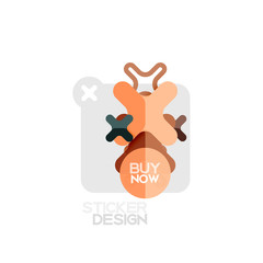 Flat design cross shape geometric sticker icon, paper style design with buy now sample text, for business or web presentation, app or interface buttons