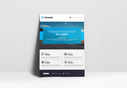 Flyer Layout with Large Header and Blue Accents
